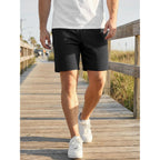 Jmierr Mens Casual 7" Shorts Summer Drawstring Elastic Waist Beach Sweat Shorts Texture With Pockets
