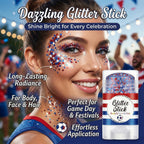 Patriotic Body Glitter Stick, Face Glitter, Red White and Blue Glitter Stick, 4th of July Decorations, 4th of July Outfits for Women, Hair Glitter for Kids, Independence Day Glitter Makeup