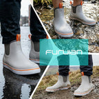 Furuian Men'S Deck Boots Fishing Boots Waterproof Rain Boots Ankle Booties Slip On Neoprene Rubber Footwear Chelsea Boots Men Botas Para Hombre For Gardening Fishing Boating Camping Sailing