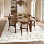 5X7 Area Rugs Living Room Rug: Washable Boho Rugs With Non Slip Backing Large Soft Indoor Stain Resistant Carpet For Bedroom Farmhouse Dining Room Lightweight Home Decor Brown/Cream