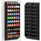 20-30 Pairs Over The Door Shoe Organizer, Breathable Pockets Hanging Shoe Storage For Closet, 10-Tier Door Shoes Rack, Handing Shoes Holder Fit All The Family'S Sneakers, Boots, Heels, Black