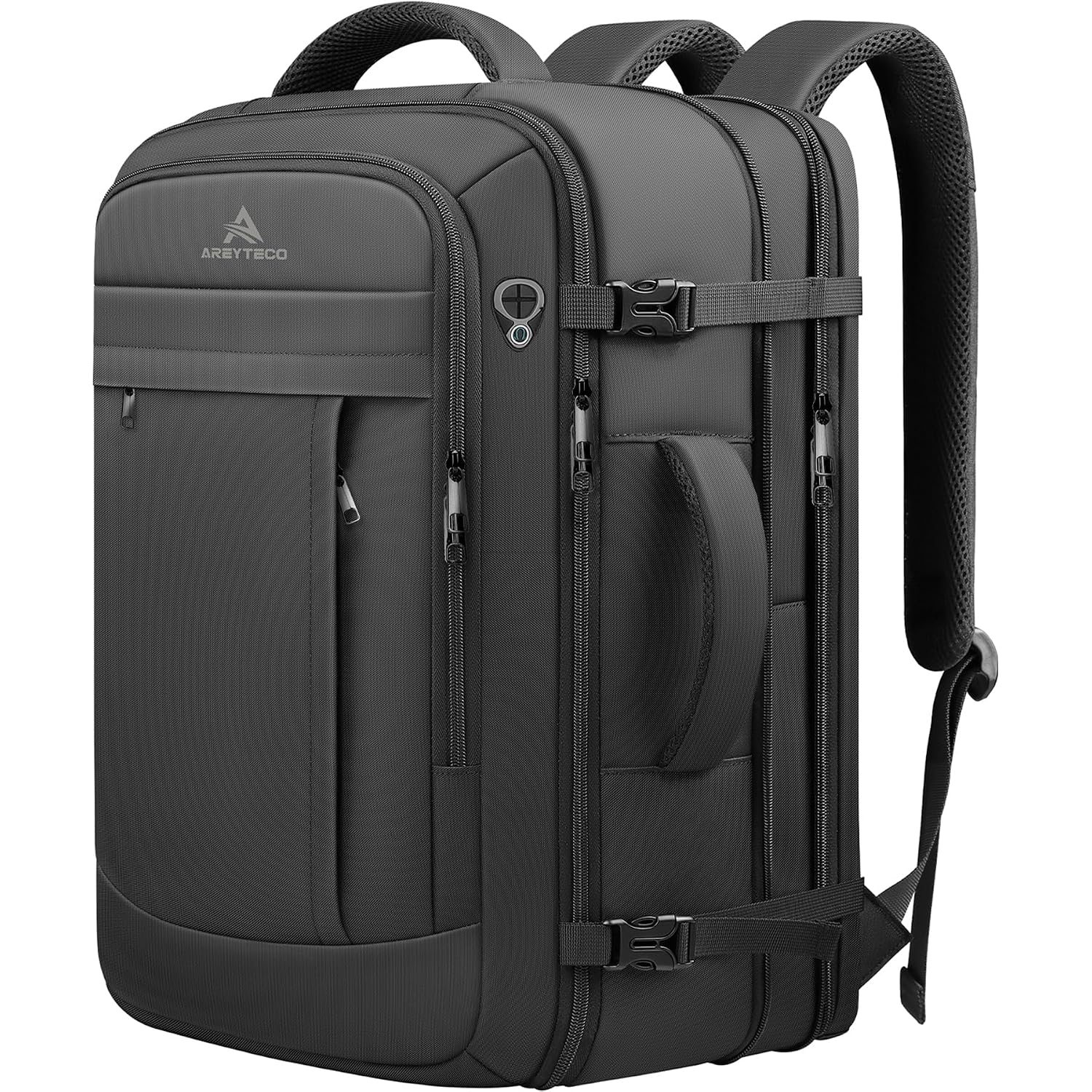 Travel Backpack, 50L Expandable Extra Large Laptop Backpack, Carry On Backpack Airline Approved Water Resistant Business Suitcase Daypack Bag Fits 17 Inch Laptops, Travel Gifts For Men Women, Black