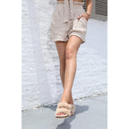 Fitory Womens Open Toe Slipper With Cozy Lining,Faux Rabbit Fur Cork Slide Sandals Size 6-11