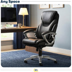 Serta Bryce Executive Office Chair - Ergonomic Computer Deskchair With Lumbar Technology - Adjustable Height - Memory Foam Body Pillows - 360° Swivel Rolling Base - Bonded Leather - Black