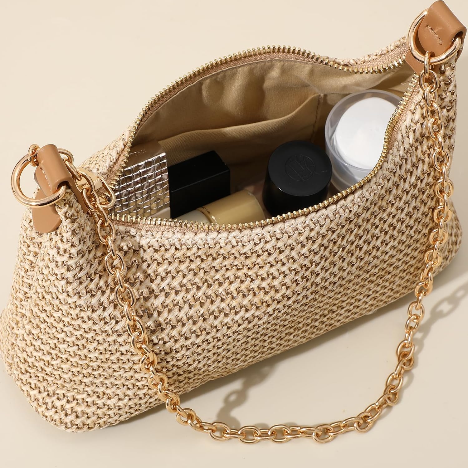 Beach Bags for Women Summer Straw Purse Boho Woven Shoulder Bag Crochet Purse Vacation Tote Handbag