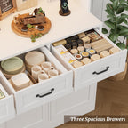Hostack Kitchen Pantry Storage Cabinet, Tall Kitchen Hutch Cabinet, White | 47"W Food Pantry Cabinet With Smart Led / Charging Station / Countertop / 3 Large Drawers, 72"H Storage Hutch For Dining Room