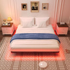 Floating Bed Frame Queen Size, Queen Bed Frame With Smart Led Lights, Heavy Duty Modern Metal Platform Bed No Box Spring Needed - Easy Assembly And Noise Free