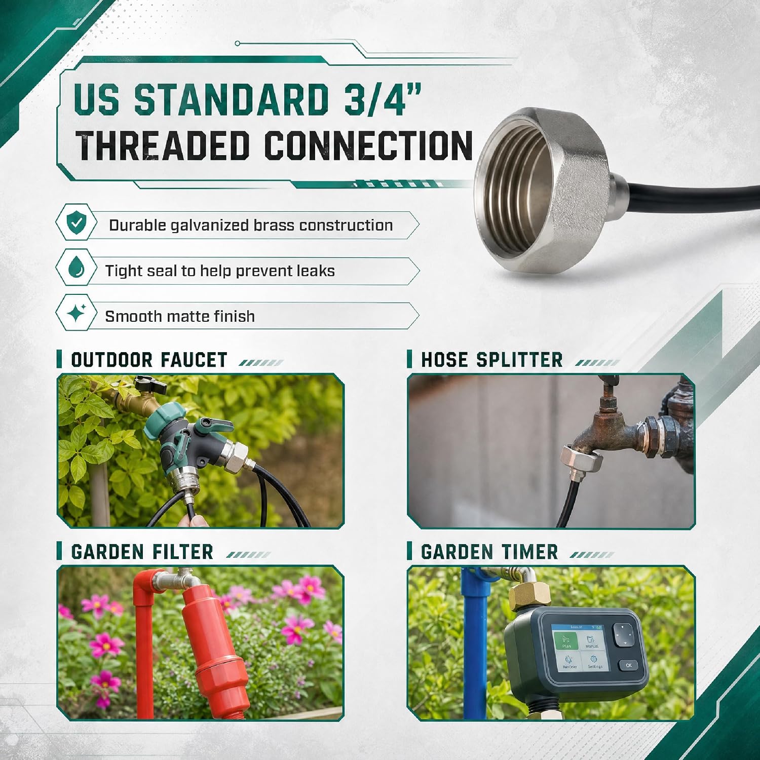 Unco- Misting System, 26 Ft, 7 Brass Mist Nozzles, 3/4" Brass Adapter, Misters For Outside Patio, Misting System For Patio, Garden, Greenhouse, Trampoline, Porch