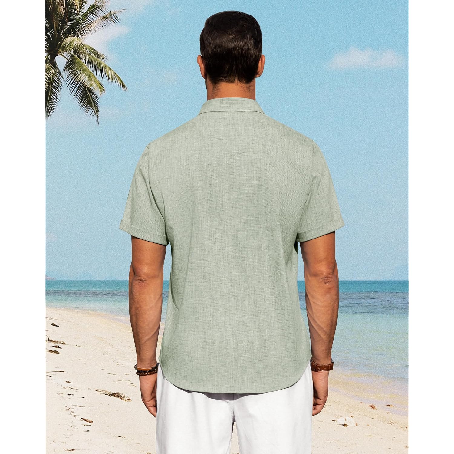 J.Ver Men'S Linen Shirts Casual Short Sleeve Button Down Shirt Beach Vacation Cruise Summer Wedding Cotton Tops