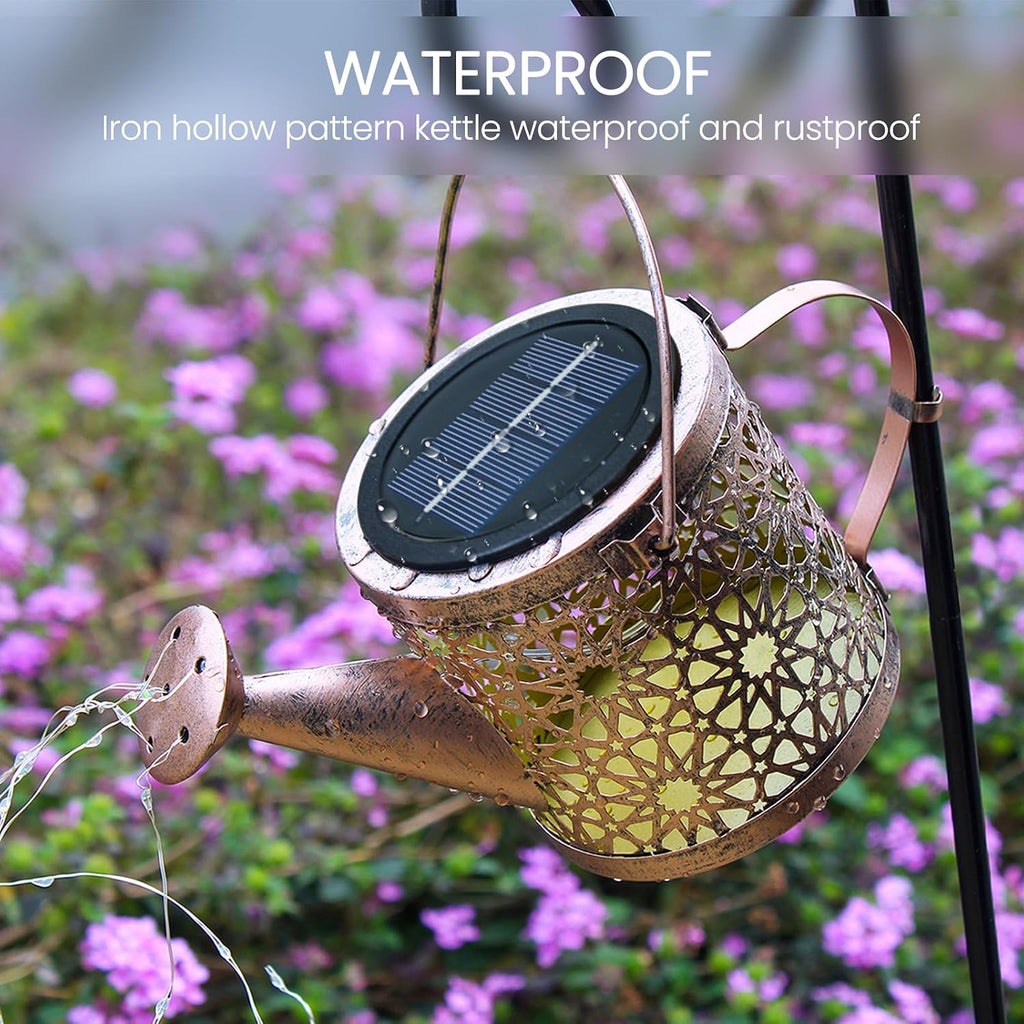 Solar Lights Outdoor Decorative, Metal Watering Can Lights Waterproof, Small Hanging Garden Decor Yard Outside Patio Lawn, Gifts For Mom Grandma Women Birthday(Warm White)