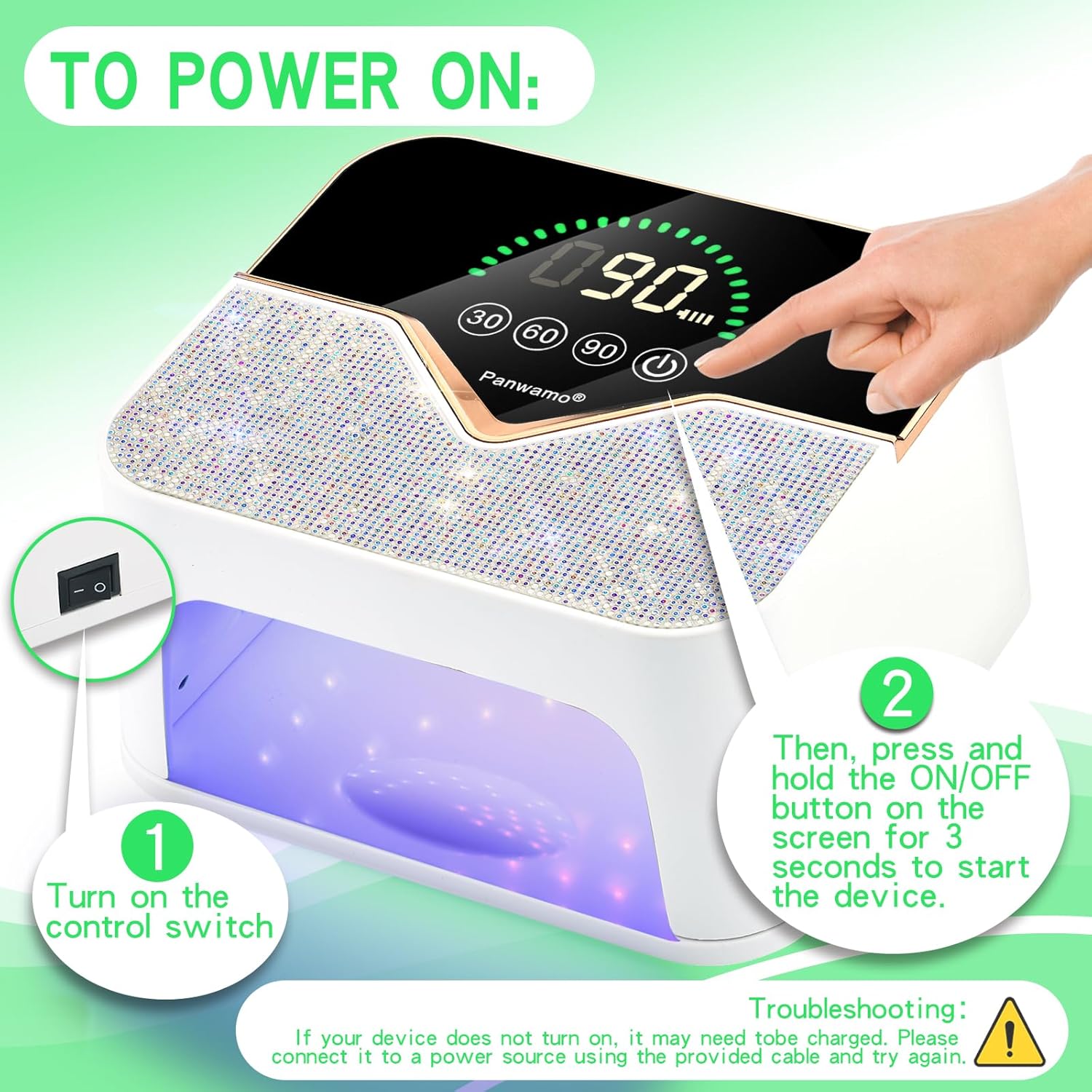 Rechargeable UV LED Nail Lamp, Cordless Nail Dryer for Gel Polish, UV Nail Lamp with 3 Timers Setting and LCD Touch Screen, Professional Curing Lamp Light with 45 Beads for Salon and Home