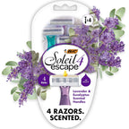 BIC Soleil 4 Escape Women's Disposable 4-Blade Razors, Lavender & Eucalyptus Scented Handles for Smooth Shaving, 4-Pack