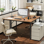 47 X 20 Inch Computer Desk, Power Outlets, Usb-C, Rustic Brown | Office Desk With 4 Ac Outlets, Usb & Usb-C, Sturdy Metal Frame, Spacious Desktop For Work, Writing, Study & Gaming