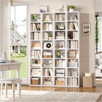 Fotosok White Bookshelf 8-Tier Narrow Bookshelf, 11.6 X 9.3 X 70.9 Tall Cd Dvd Media Tower Rack With 4 Adjustable Shelves, Tall Narrow Bookcase Slim Display Bookshelf With Cube Storage For Home Office