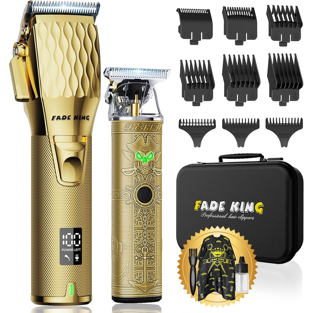 Fadeking® Professional Hair Clippers For Men – Cordless Barber Clippers & Beard Trimmer For Men, Fade Clipper And Trimmer Set For Home & Barber Use, Complete Men'S Grooming Kit - Gifts For Men