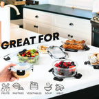 Razab 30 Pc Glass Food Storage Containers With Lids - Reusable Glass Meal Prep Containers For Lunch And Leftovers - Airtight & Leakproof Snap Locking Lids - Oven, Freezer, Microwave, Dishwasher Safe