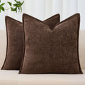 20X20 Set Of 2 Decorative Throw Pillow Covers Soft Cozy Cocoa Brown Chenille Pillow Covers Neutral Textured Solid Cushion Covers For Modern Farmhouse Sofa Bedroom Living Room Decor Sy014-B20