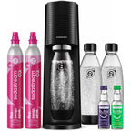 Sodastream Terra Sparkling Water Maker, Value Bundle, Cqc Co2 System, Includes 2 Quick Connect 60L Co2 Cylinders, 3 Dishwasher Safe Bpa Free Bottles, 2 Bubly Flavor Drops, Make Your Own Pepsi, Black
