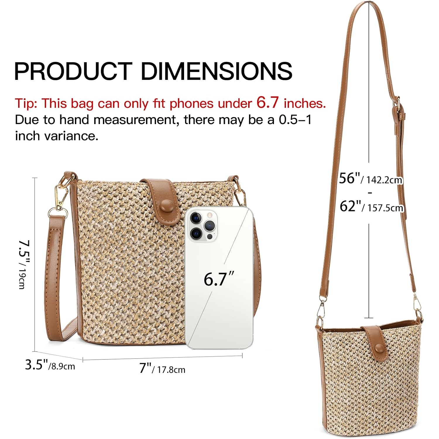 RNIEGA Small Straw Crossbody Bag for Women Woven Summer Shoulder Phone Purse Beach Handbag for Vacation