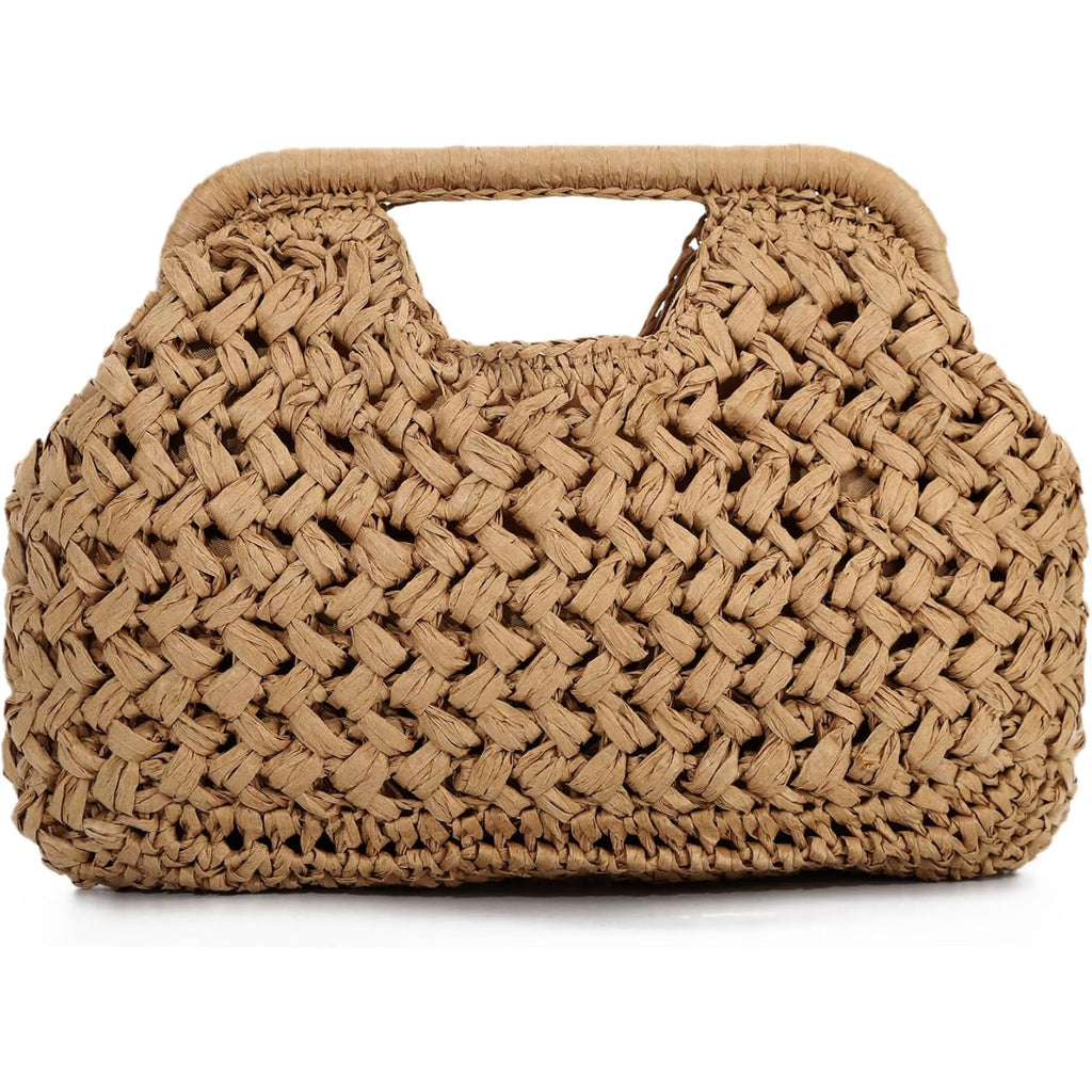 Emprier Straw Clutch Purses For Women Dumpling Bag Summer Beach Woven Handbag