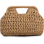 Emprier Straw Clutch Purses For Women Dumpling Bag Summer Beach Woven Handbag