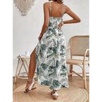 Women'S Hawaiian Maxi Dresses Summer Floral Boho Sleeveless V-Neck Flowy Beach Vacation Dresses Spaghetti Straps