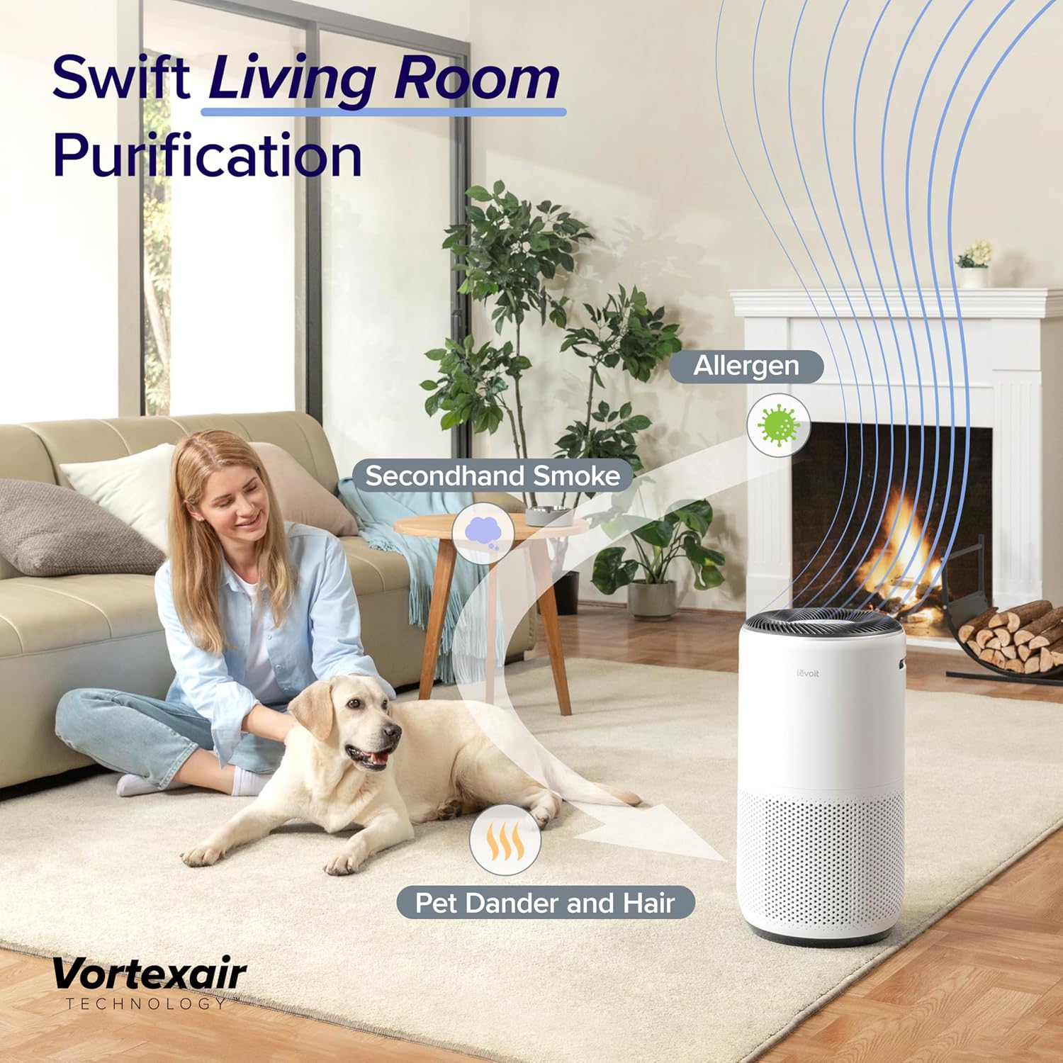 Levoit Smart Air Purifiers For Home Large Room Up To 1733 Ft² Core 400S-P | Hepa Sleep Mode, Aham Verifide, Auto Mode, Air Quality Monitor, 3-In-1 Filter For Pet Allergy, Smoke, Dust, Childlock, White