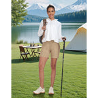 Women's Cotton Bermuda Cargo Shorts 5" Casual Summer Elastic Waist Trouser Shorts with Pockets