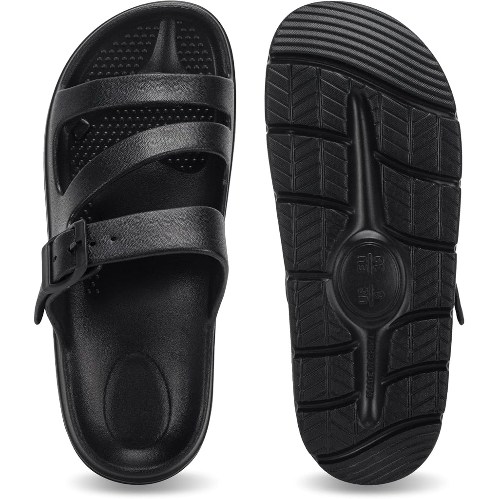PIMIO Arch Support Sandals for Women Slip On Recovery Slides for Plantar Fasciitis Relief, Non-Slip Lightweight Slippers With Thick Cushion For Waking Foot Pain & All-Day Comfort
