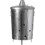20-Gallon Galvanized Steel Incinerator Can With Lid & Vent Holes, High-Heat Outdoor Burn Bin For Leaves, Paper, Yard Waste & Garden Debris, Silver