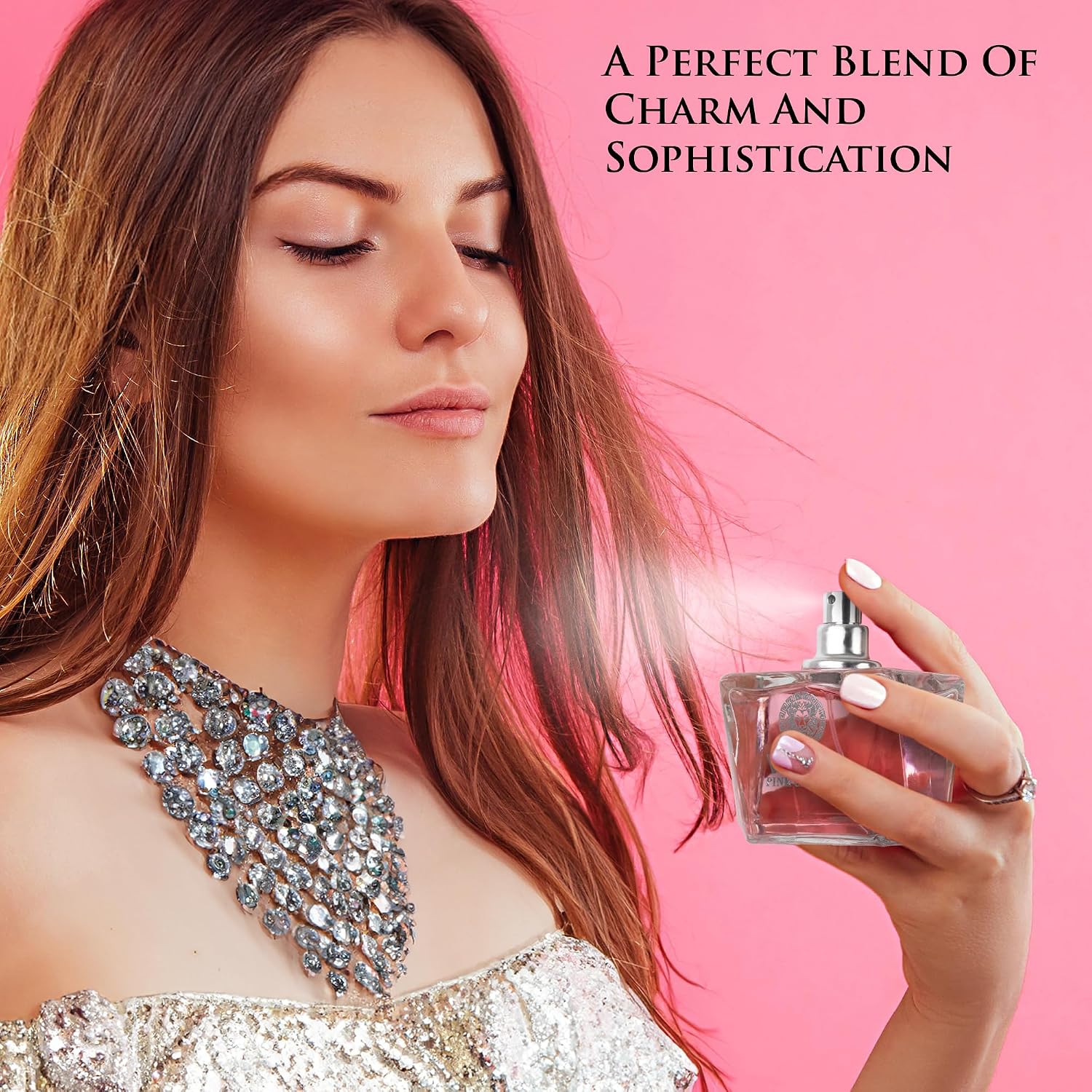 Verse Pink Crystal Eau De Parfum For Woman - Top Notes Of Pomegranate, Yuzu & Iced Accord - Base Notes Of Peony, Lotus, Magnolia, Amber, Musk & Mahogany - Floral & Fruity Scent - Elegant 100Ml Bottle