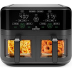 CHEFMAN 6 Quart Dual Basket Air Fryer Oven with Easy View Windows, Sync Finish, Hi-Fry, Auto Shutoff, 2 Independent 3Qt Nonstick Dishwasher Safe Frying Baskets, Digital Double Air Fryer - Black