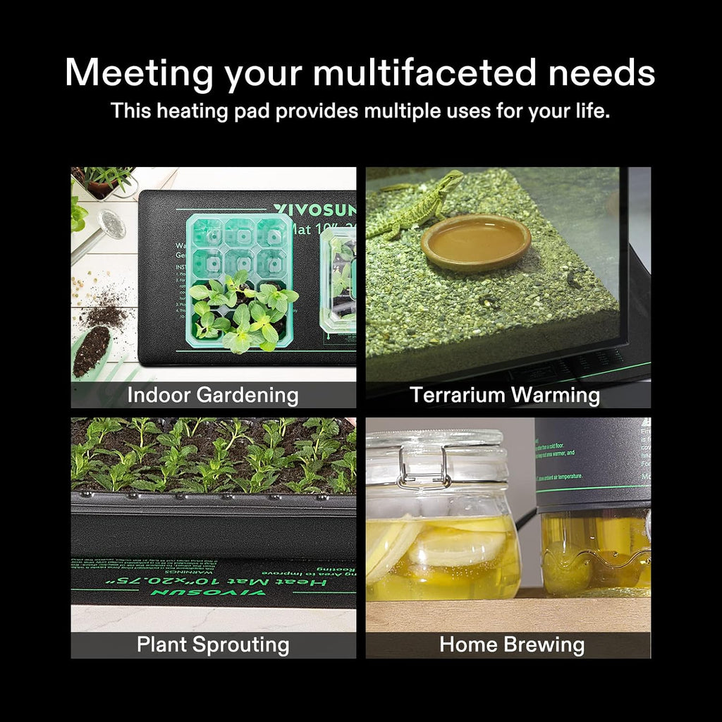 Vivosun 10" X 20.75" Durable Waterproof Seedling Heat Mat | Ul & Met-Certified Warm Hydroponic Heating Pad For Germination, Indoor Gardening, Greenhouse