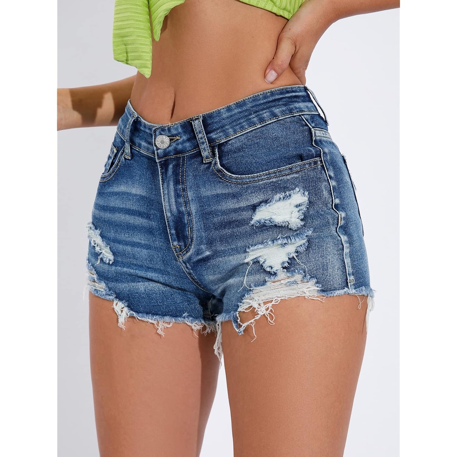 Womens Shorts Jeans Y2k Outfits Summer Vintage Low Rise Ripped Distressed Skinny Mini Denim Shorts
