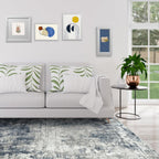 8X10 Area Rugs For Living Room Rug Washable: Modern Large Rug For Dining Room Bedroom Carpet Non Slip 8 By 10 Indoor Abstract Nursery Home Office Blue Grey