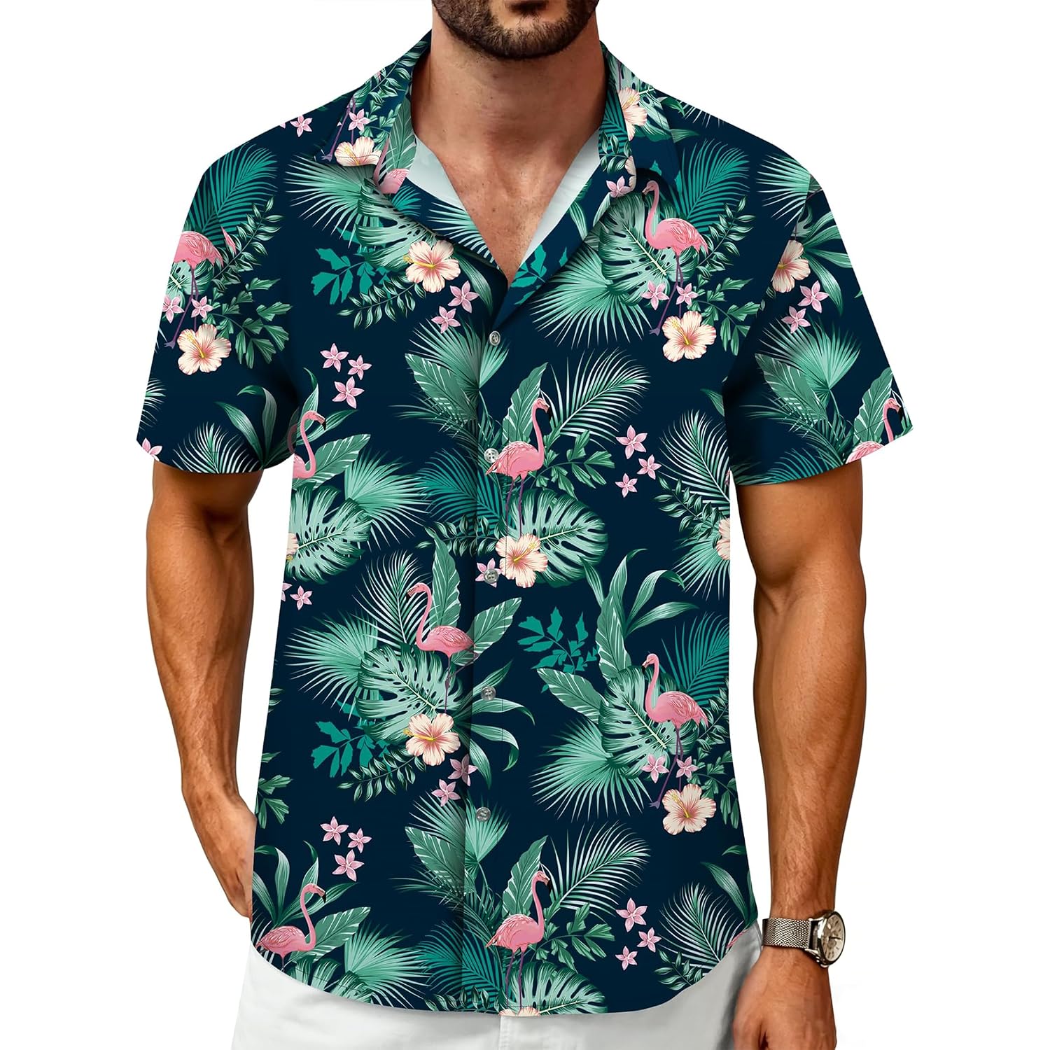 Hawaiian Shirt For Men Tropical Shirts Summer Beach Button Down Short Sleeve Luau Aloha Floral Cruise Vacation Outfit 2026