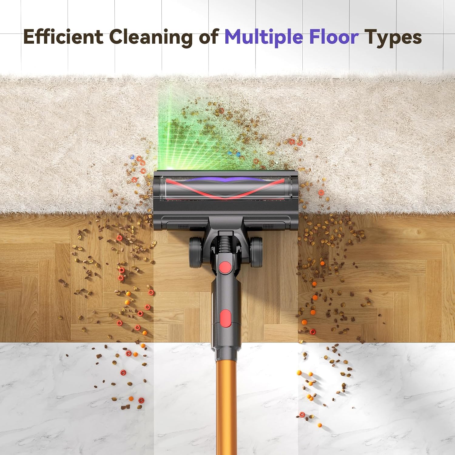 Techrise Cordless Vacuum Cleaner For Home, 550W 45Kpa For Pet Hair & Floors