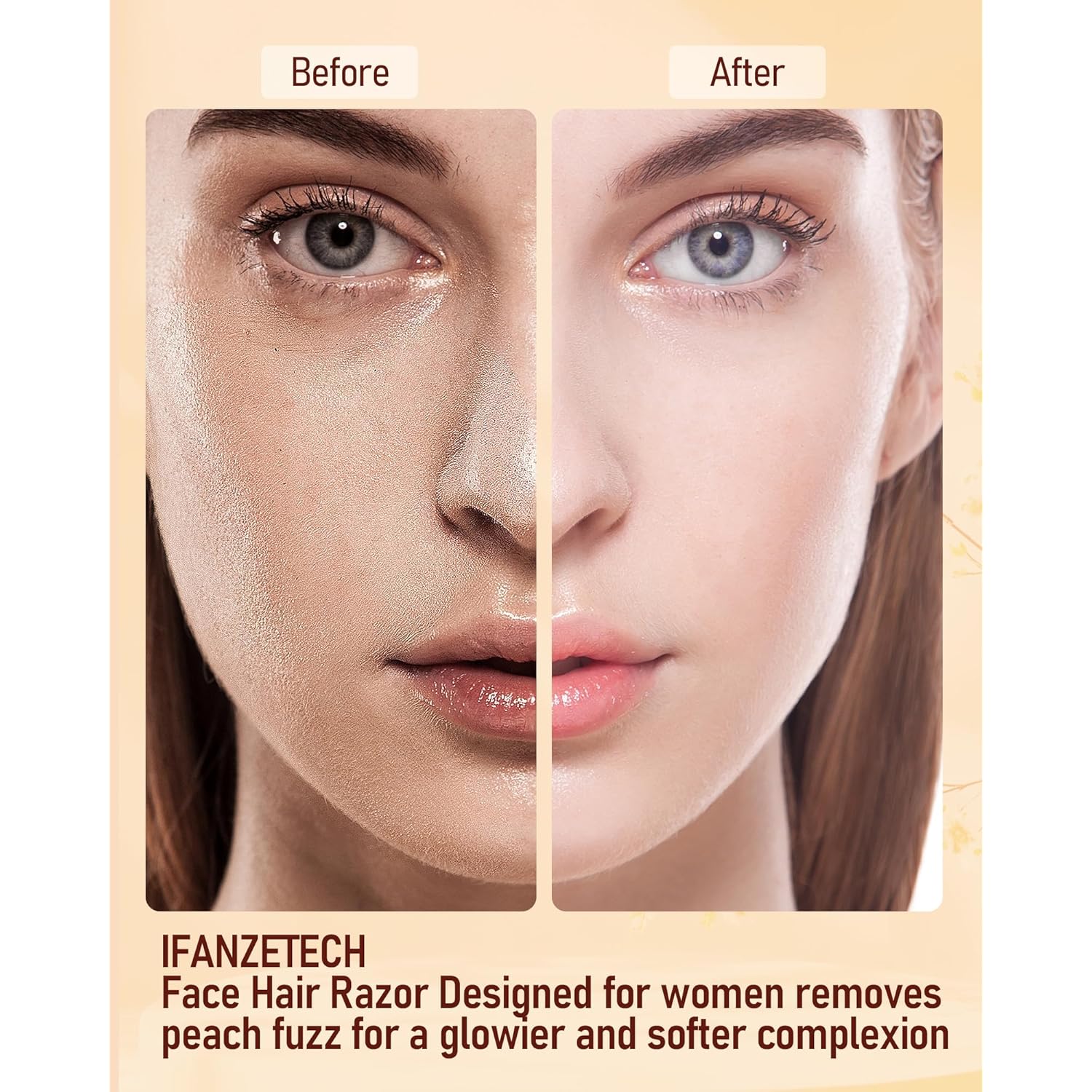 Eyebrow Trimmer & Facial Hair Removal for Women: 2 in 1 Painless Rechargeable Eyebrow Razor with Built-in LED Light, Electric Face Shaver - Perfect for Peach Fuzz, Upper Lip, Chin & Sensitive Skin