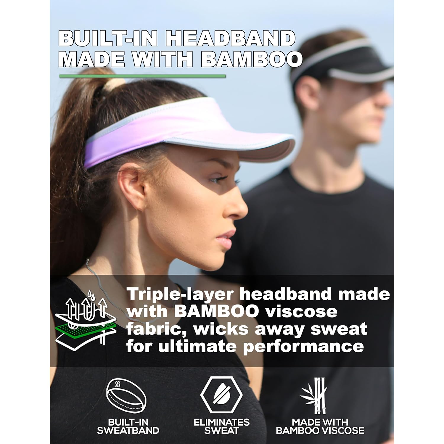 SAAKA Sport Visor for Women. Sweat‑Wicking Visor for Running, Pickleball, Tennis & Golf. Lightweight & Adjustable Fit
