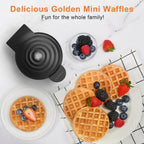 Crownful Mini Waffle Maker, 4" Chaffle Maker With Compact Design, Easy To Clean, Non-Stick Surface, Recipe Guide Included, Perfect For Breakfast, Dessert, Sandwich, Or Other Snacks