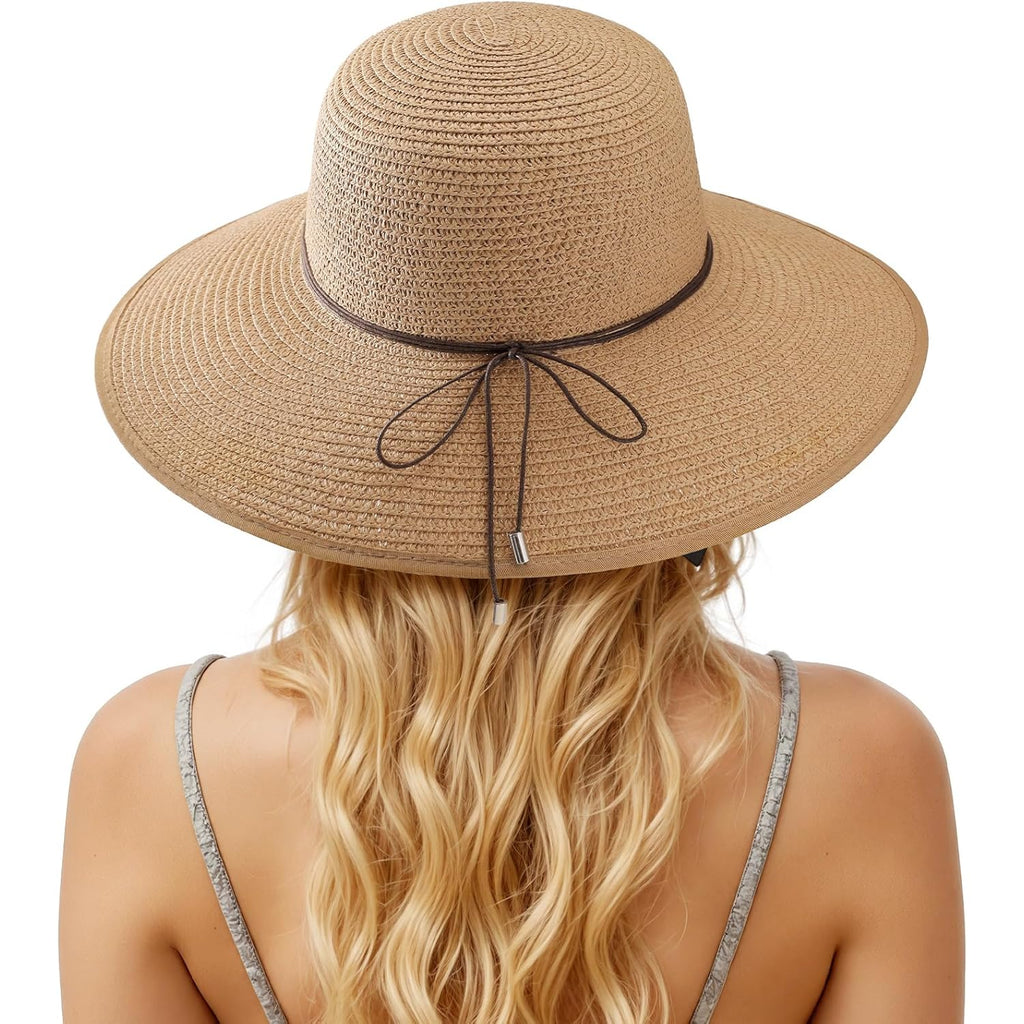 Sun Hats for Women, Straw Hats UPF 50+ Sun Protection, Wide Brim Womens Beach Hat for Summer Travel