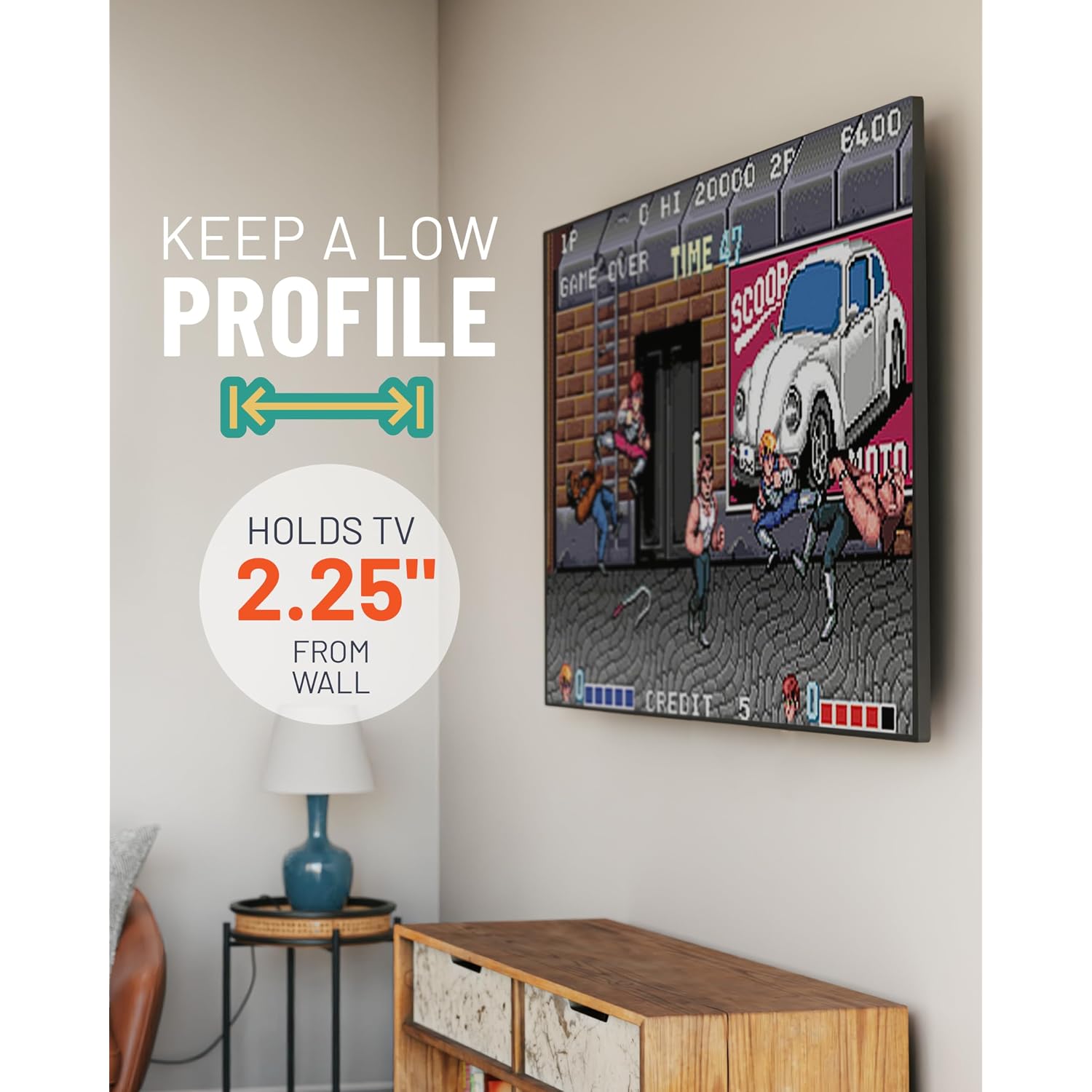 Echogear Fixed Tv Wall Mount For Tvs Up To 90” Or 150Lbs, 2.25” Low Profile | Universal Tv Mount W/ Diy Install Includes Hardware, Drill Template, Post Install Adjustments, Pull Strings For Cable Access