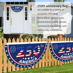 2Pcs Usa Anniversary 250Th Flag, 1.5X3 Ft Anniversary Fan Flags, Yard Signs Hanging Decor For Outdoor, Front Door, Porch, Welcome Backdrop With Brass Grommets (Style 1)