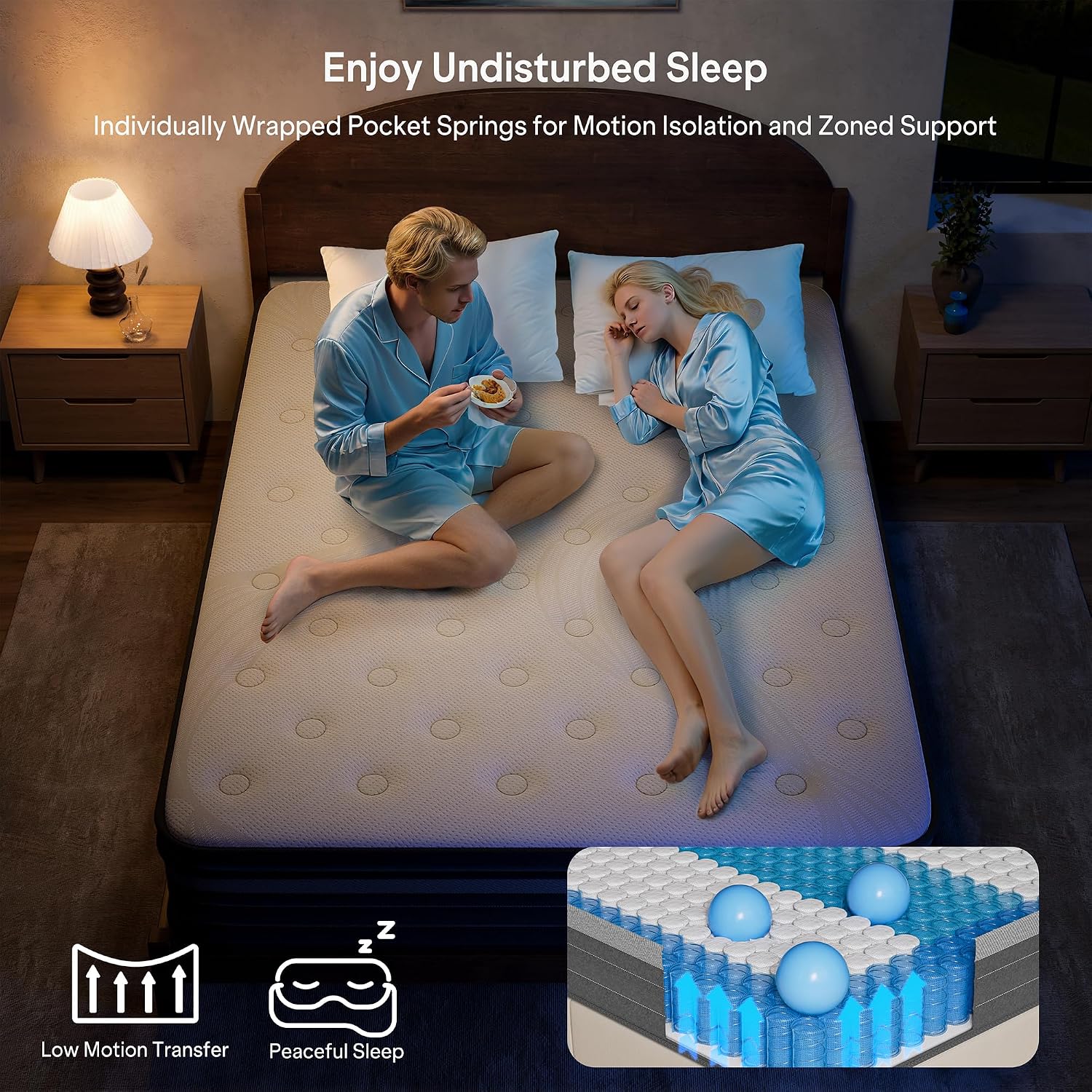 Queen Mattress 12 Inch In A Box, Hybrid Queen Mattress With Memory Foam & Individual Pocket Springs, Medium Firm Queen Size Mattresses For Motion Isolation & Pressure Relief, Certipur-Us