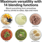 Hamilton Beach Wave Crusher Blender For Smoothies With 40 Oz Glass Jar and 14 Functions, Ice Sabre Blades & 700 Watts for Consistently Smooth Results, Black + Stainless Steel (54221)