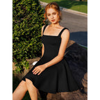 Women's Sexy Sleeveless Square Neck Mini Dress Bodycon Party Club Tank Short Dresses