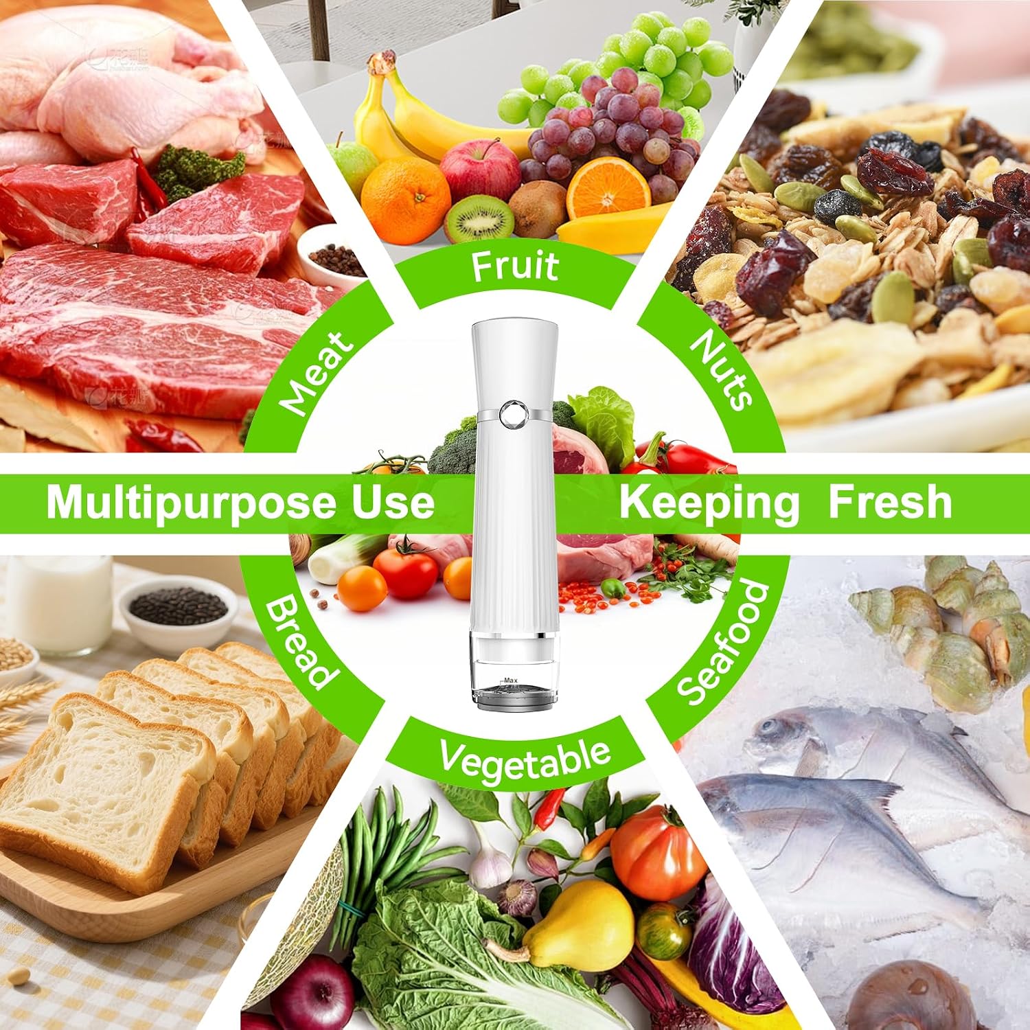 Vacuum Sealer For Food (Compact Vacuum Sealer Machine + 40 Reusable Vacuum Bags), Handheld Vacuum Food Saver For 10X Preservation & Fresh, Powerful 80Kpa Portable Vacuum Sealer
