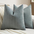 Pack Of 2 Chenille Decorative Throw Pillow Covers 18X18 Inch,Soft Cozy Striped Geometric Patterns Cushion Case,Modern Home Decor For Couch Bed Living Room,Dark Grey