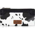 Montana West Wrangler Cow Print Bifold Wallet Women'S Wallets, Card Cases & Money Organizers Women Credit Card Wallet For Ladies Female Cash Wallett Black Wallets With Smooth Zipper