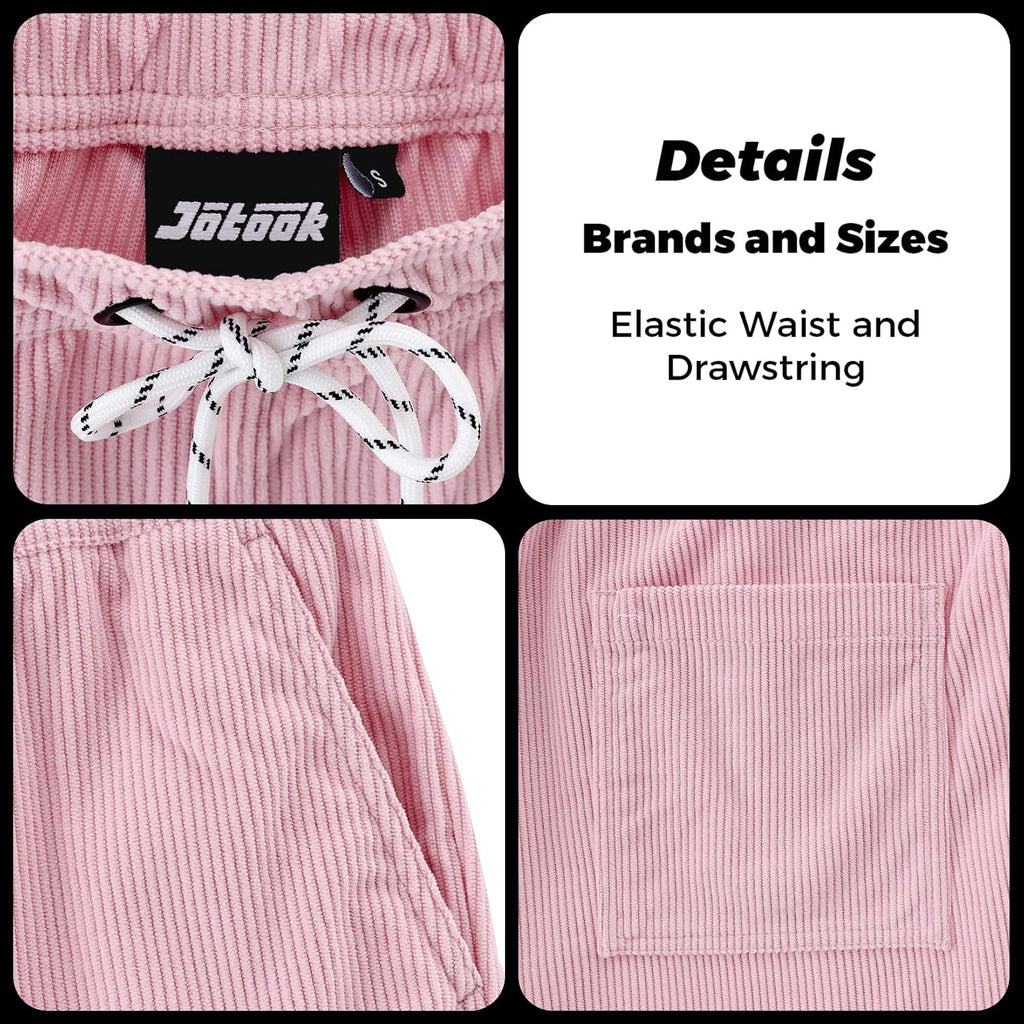 Jotook Men'S Casual Drawstring Corduroy Shorts Elastic Waist Summer Shorts With Pocket